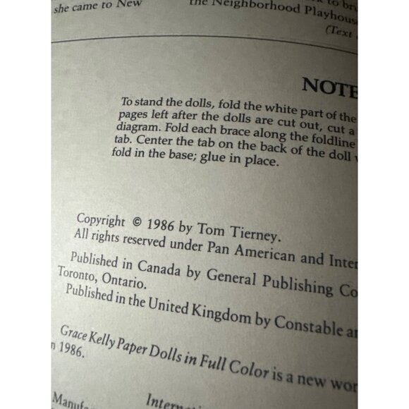 Grace Kelly Paper Dolls In Full Color By Tom Tierney 1986 Dover Publication uncu - Picture 3 of 7